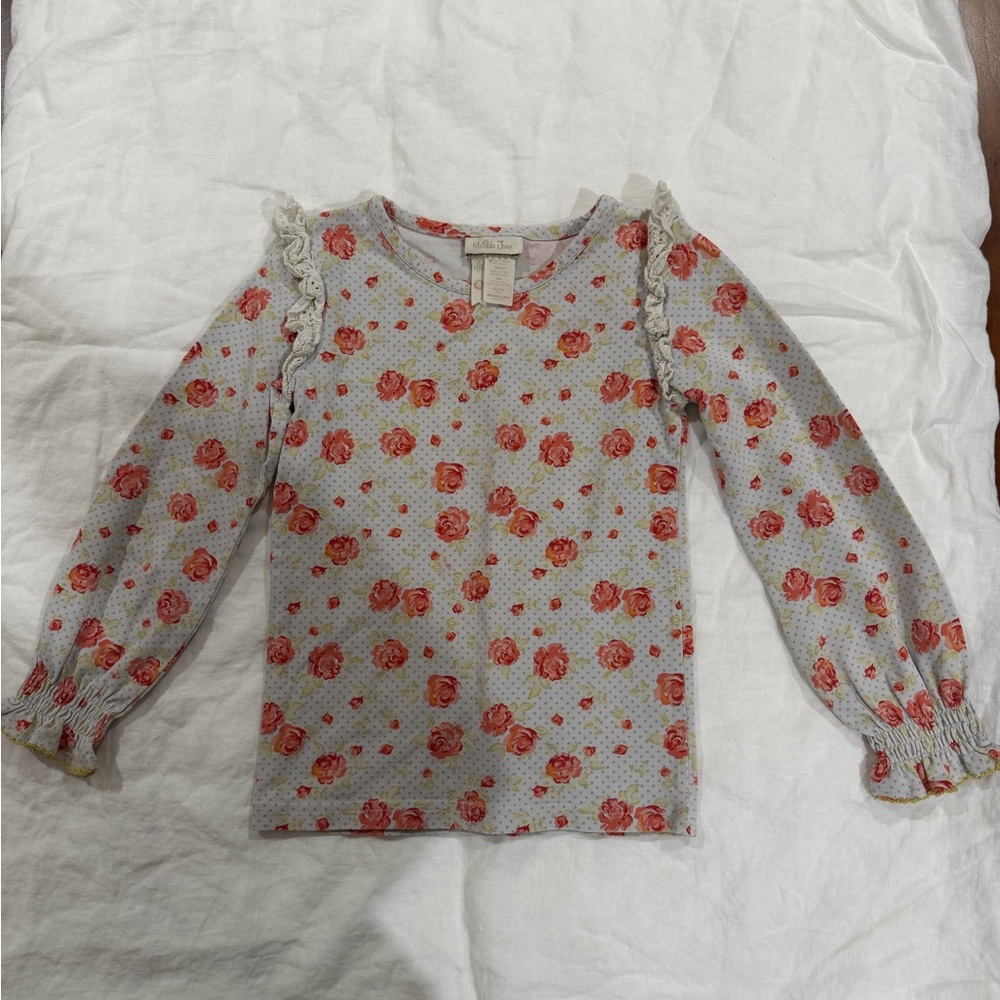 Matilda Jane Gray and Red Floral Long Sleeve Top